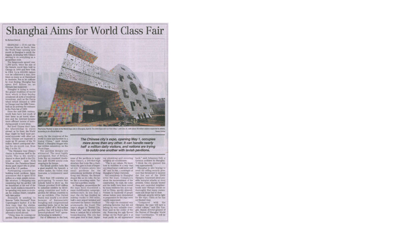 [2010. 04. 17 The Korea Time] KANG Ik-Joong _Shanghai Aims for World Class Fair